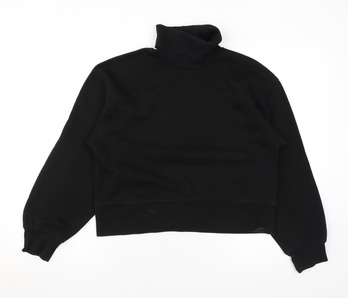 Zara Womens Black Roll Neck Cotton Pullover Jumper Size L