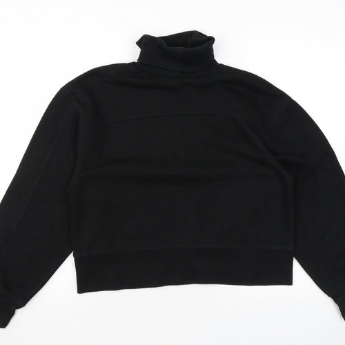 Zara Womens Black Roll Neck Cotton Pullover Jumper Size L