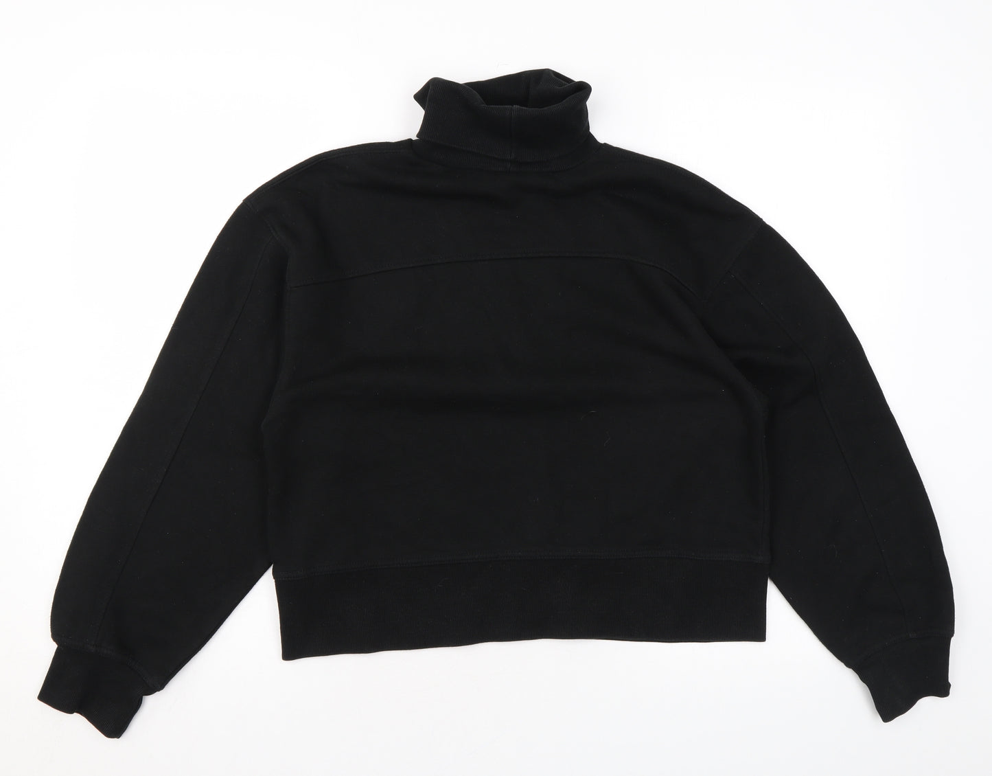 Zara Womens Black Roll Neck Cotton Pullover Jumper Size L