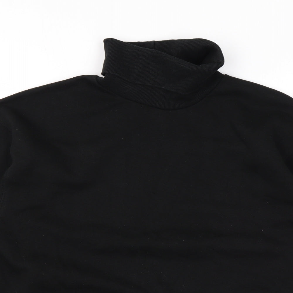 Zara Womens Black Roll Neck Cotton Pullover Jumper Size L