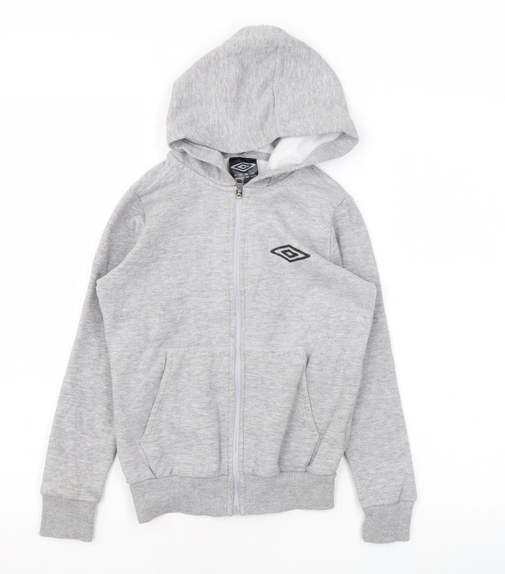 Umbro Boys Grey Cotton Full Zip Hoodie Size 7-8 Years Zip