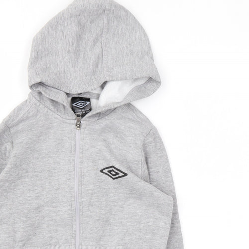 Umbro Boys Grey Cotton Full Zip Hoodie Size 7-8 Years Zip