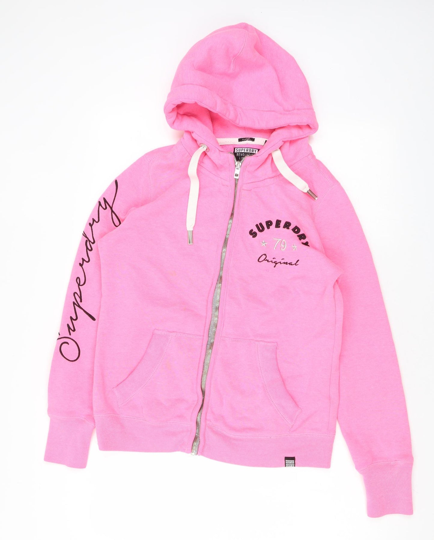Superdry Womens Pink Polyester Full Zip Hoodie Size XL Zip
