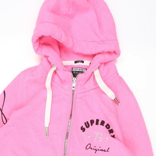 Superdry Womens Pink Polyester Full Zip Hoodie Size XL Zip
