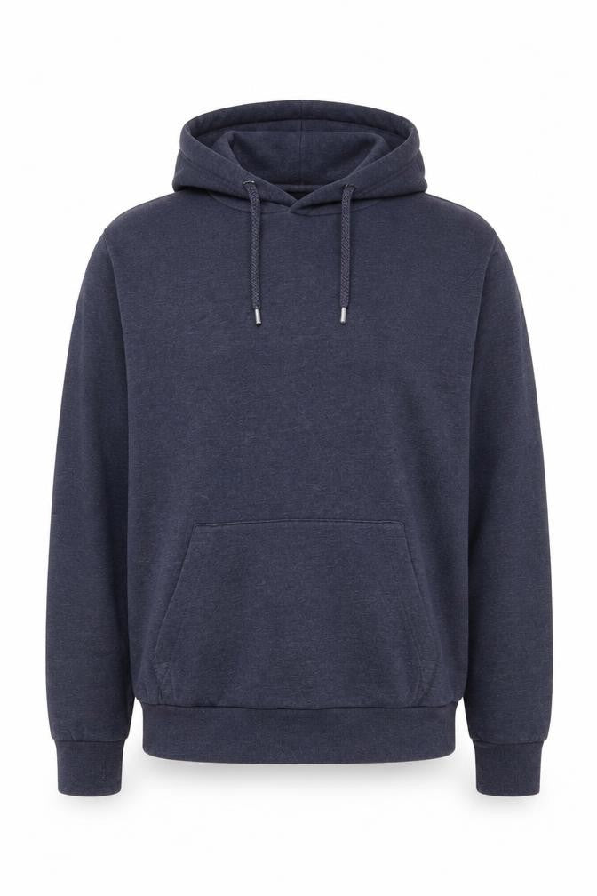Front view of Divided by H&M men’s blue cotton pullover hoodie, size XS