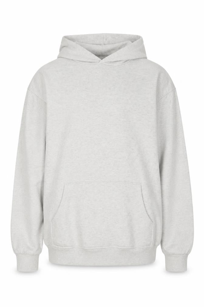 Front view of Divided by H&M men’s beige cotton pullover hoodie, size M