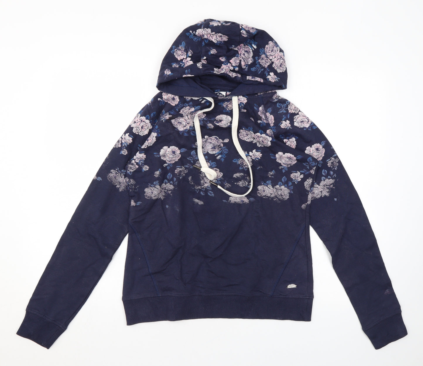 Lee Cooper Womens Blue Floral Cotton Pullover Hoodie Size M Pullover