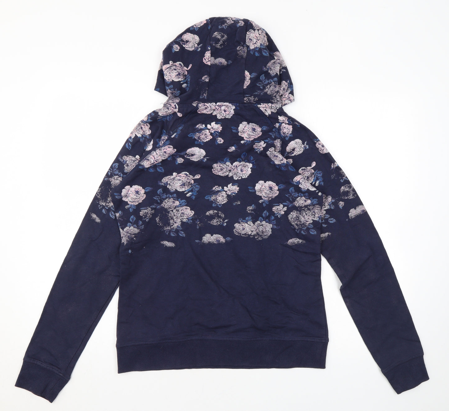 Lee Cooper Womens Blue Floral Cotton Pullover Hoodie Size M Pullover