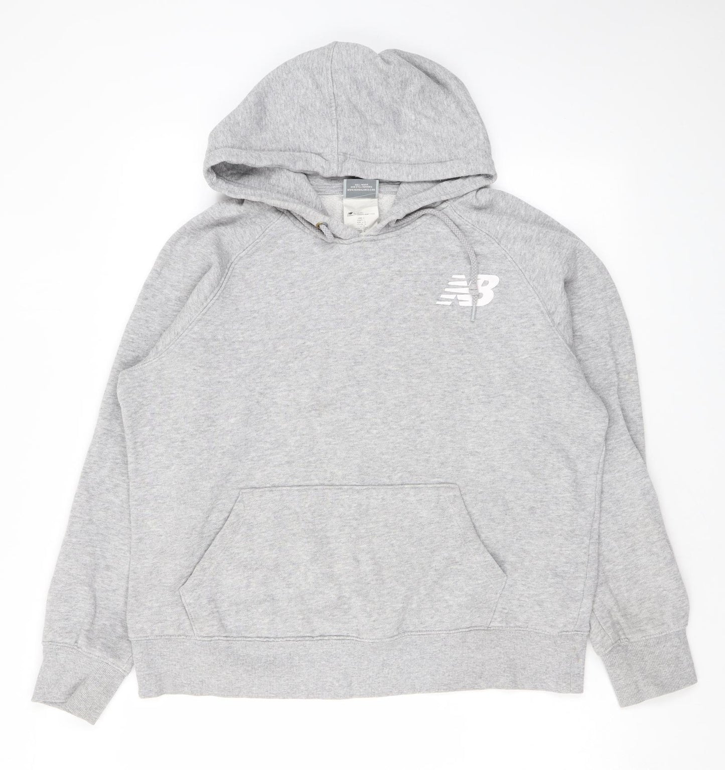 New Balance Mens Grey Cotton Pullover Hoodie Size L