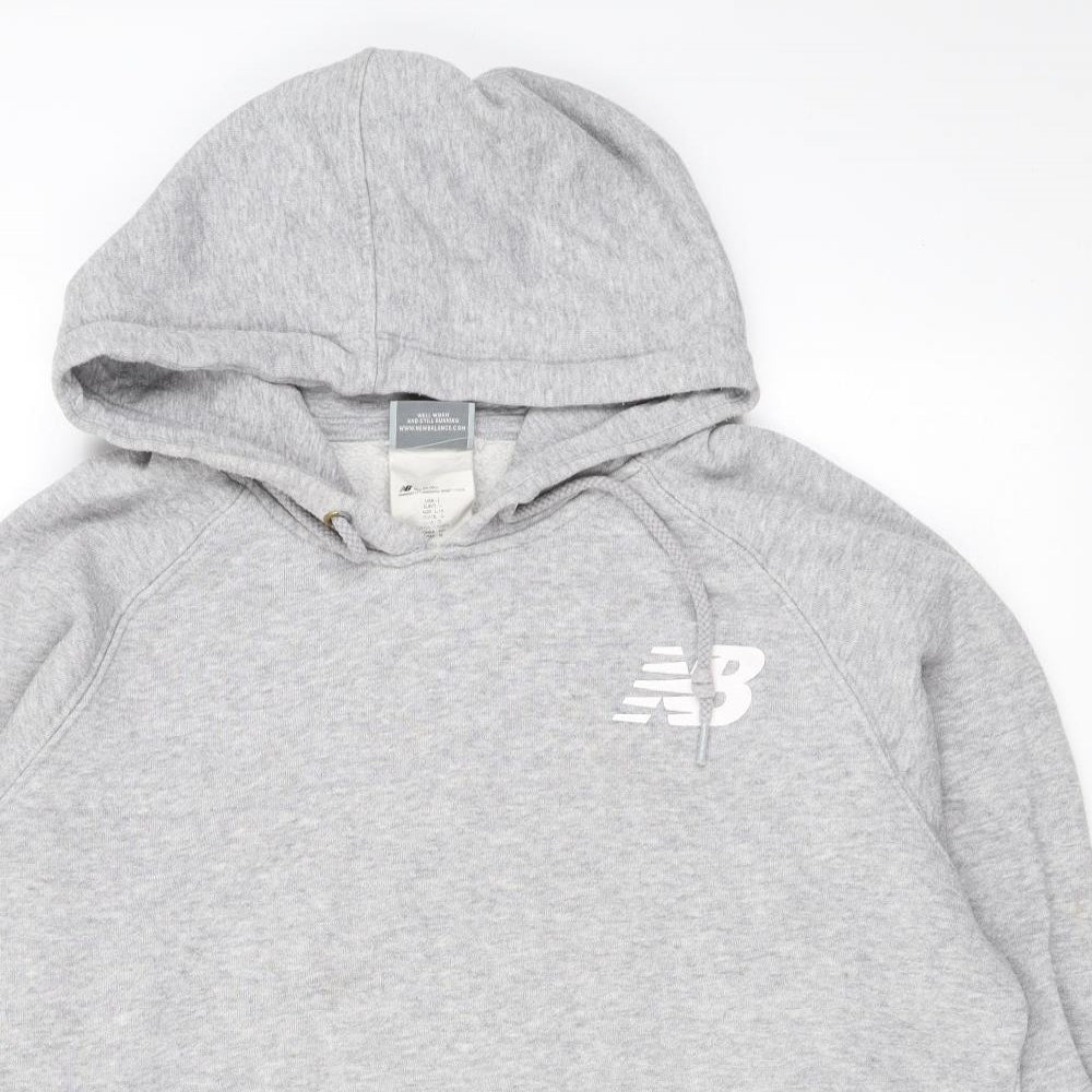 New Balance Mens Grey Cotton Pullover Hoodie Size L