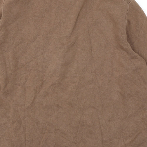 Autograph Mens Brown Cotton Polo Size L Collared Zip
