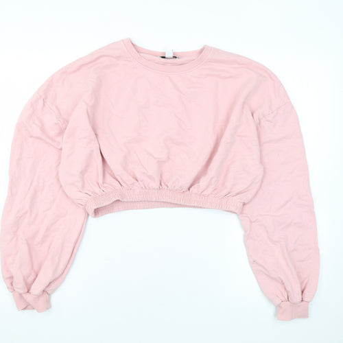 Topshop Womens Pink Cotton Pullover Sweatshirt Size M Pullover - Cropped