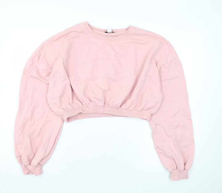 Topshop Womens Pink Cotton Pullover Sweatshirt Size M Pullover - Cropped