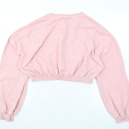 Topshop Womens Pink Cotton Pullover Sweatshirt Size M Pullover - Cropped
