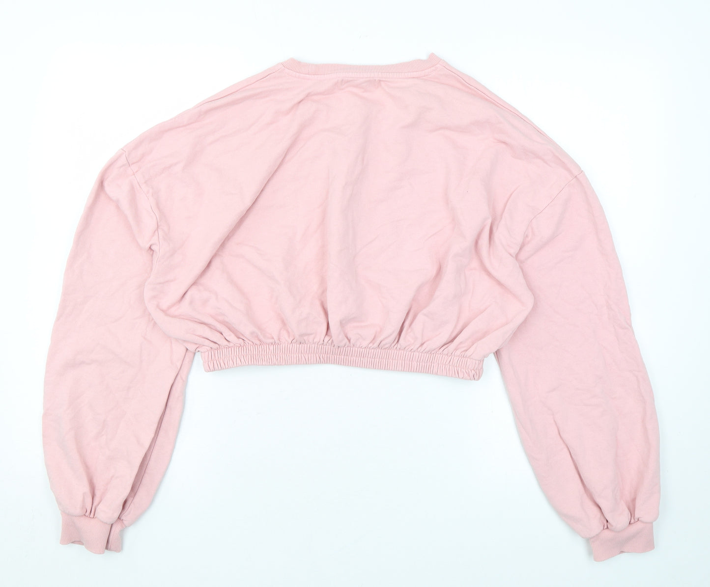 Topshop Womens Pink Cotton Pullover Sweatshirt Size M Pullover - Cropped