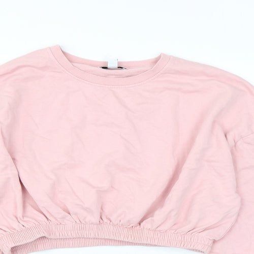 Topshop Womens Pink Cotton Pullover Sweatshirt Size M Pullover - Cropped