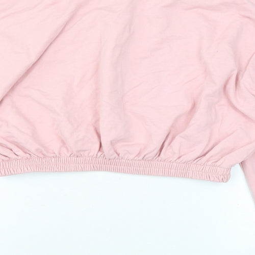 Topshop Womens Pink Cotton Pullover Sweatshirt Size M Pullover - Cropped