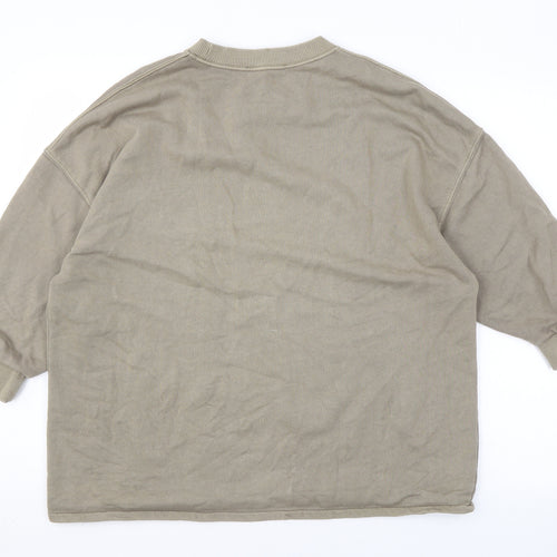 Zara Mens Green Cotton Pullover Sweatshirt Size S - Distressed