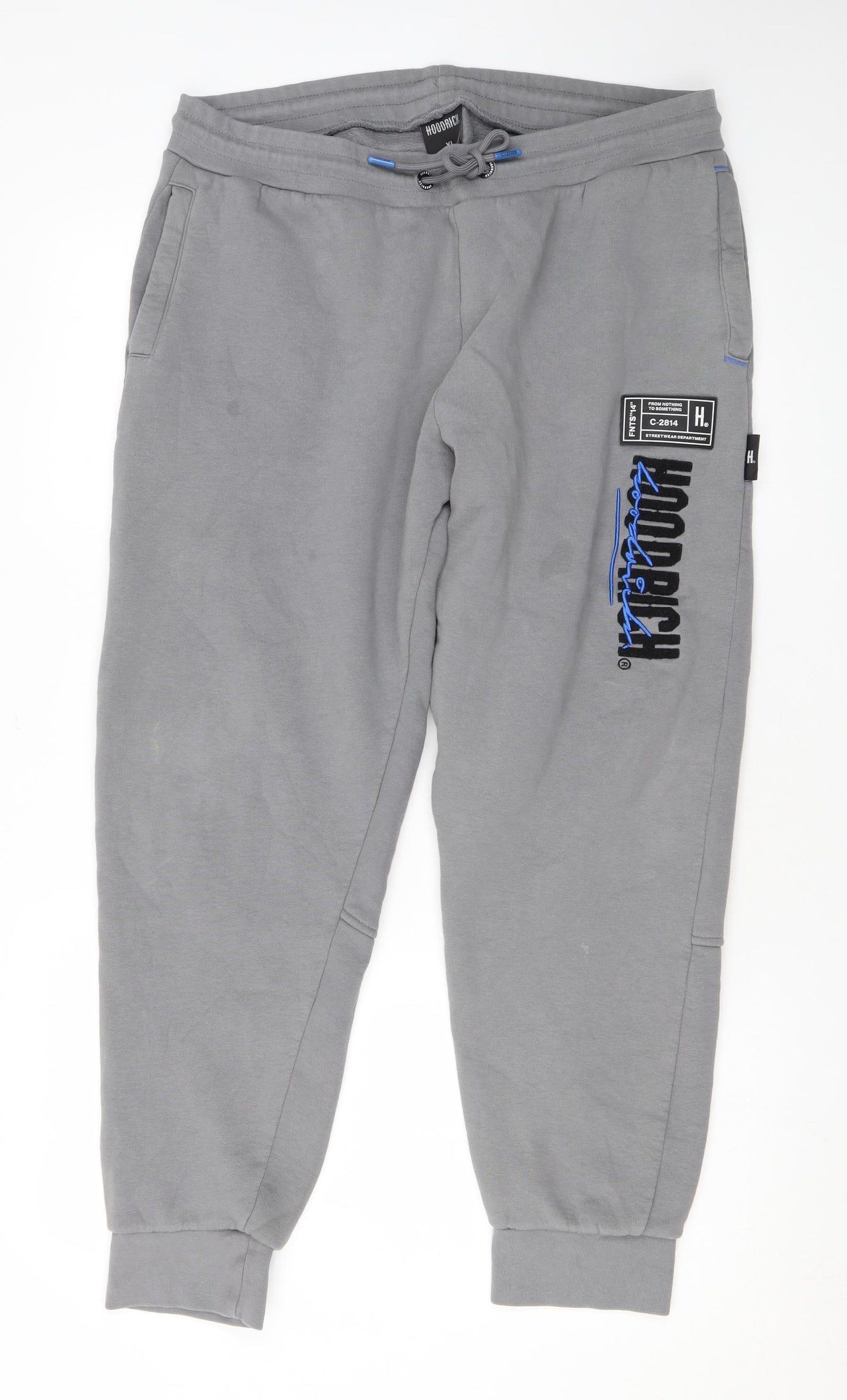 Hoodrich Mens Grey Cotton Jogger Trousers Size XL L26 in Regular Drawstring