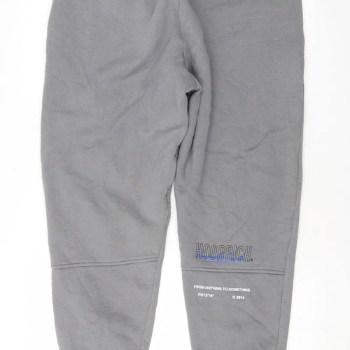 Hoodrich Mens Grey Cotton Jogger Trousers Size XL L26 in Regular Drawstring