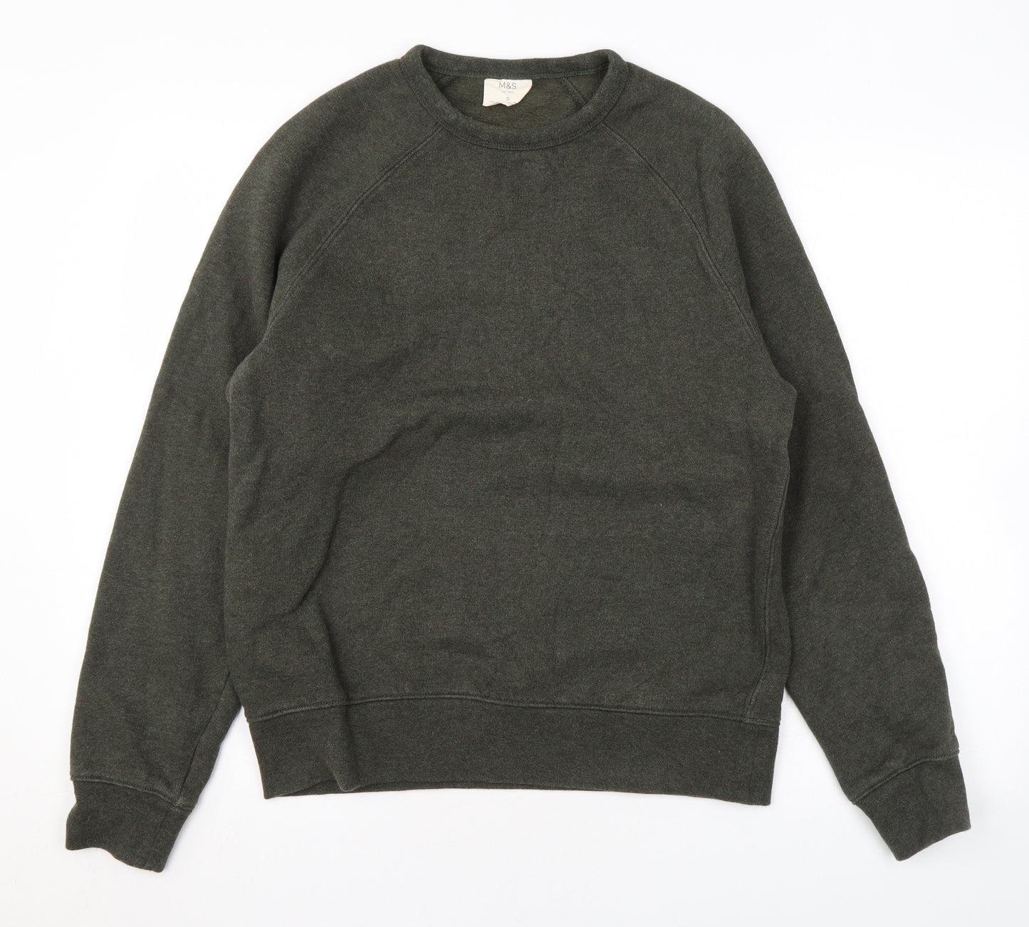 Marks and Spencer Mens Green Cotton Pullover Sweatshirt Size S