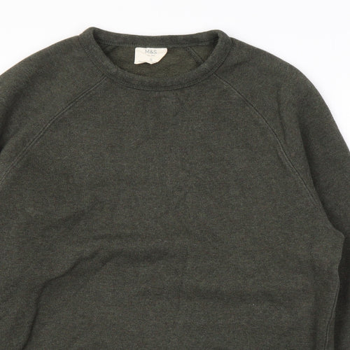 Marks and Spencer Mens Green Cotton Pullover Sweatshirt Size S