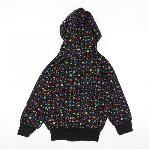 Bubble Girls Black Geometric Cotton Full Zip Hoodie Size 6 Years Zip - Star print
