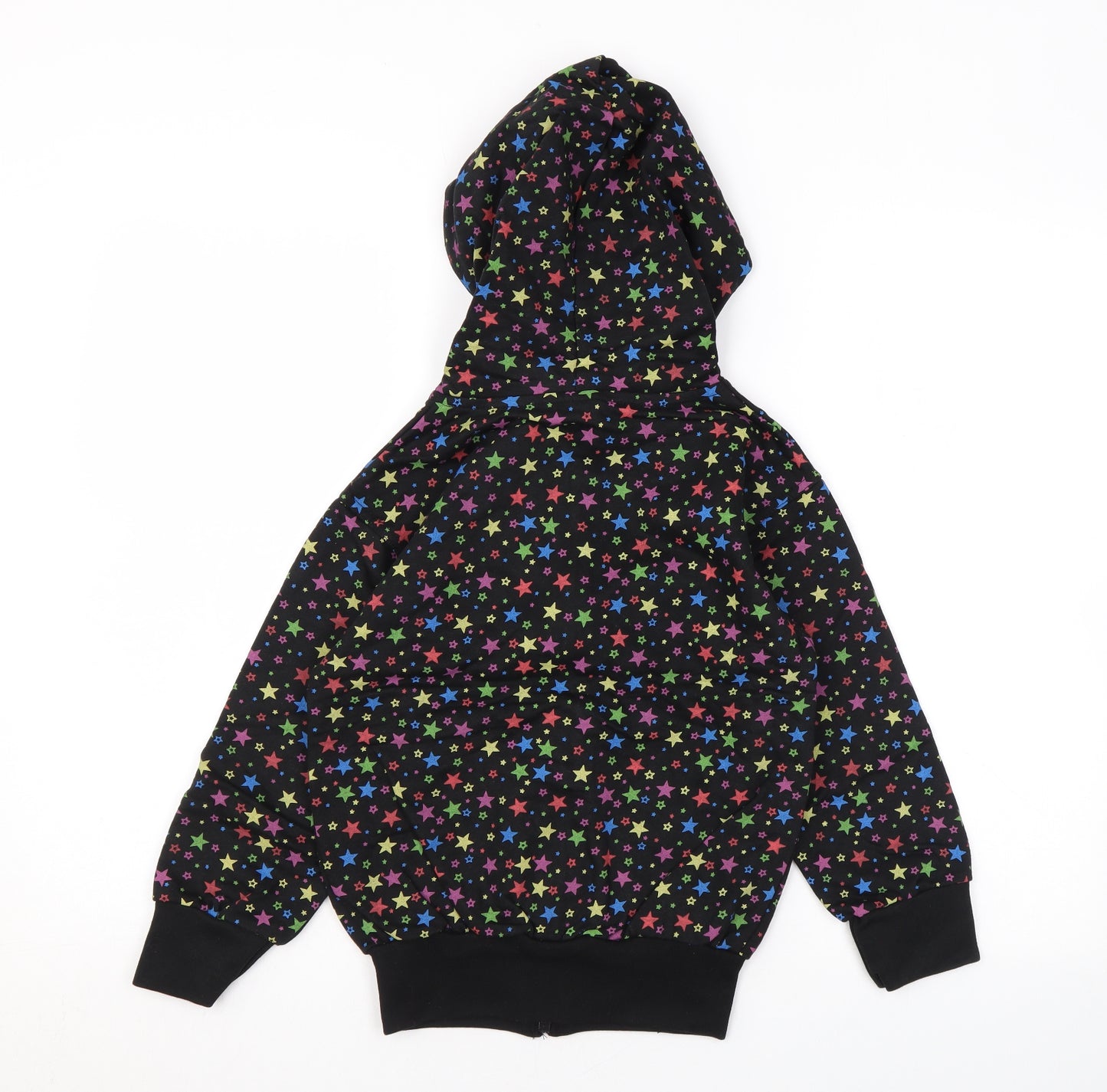 Bubble Girls Black Geometric Cotton Full Zip Hoodie Size 6 Years Zip - Star print