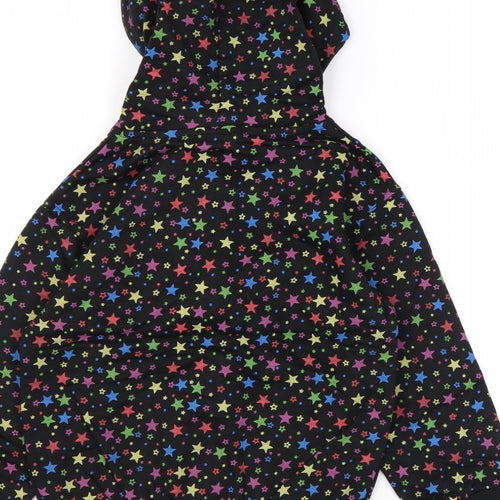 Bubble Girls Black Geometric Cotton Full Zip Hoodie Size 6 Years Zip - Star print