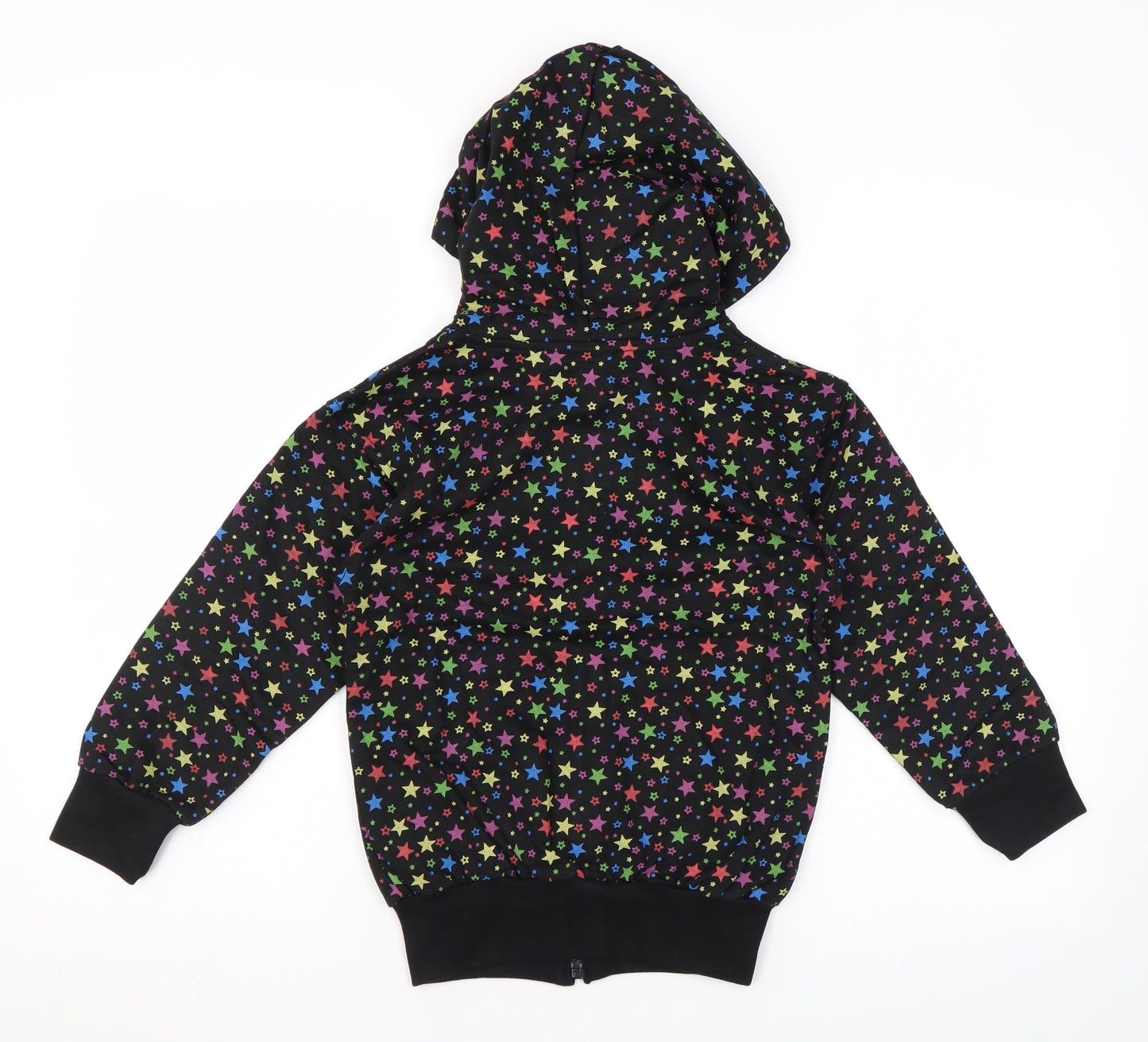 Bubble Girls Black Geometric Cotton Full Zip Hoodie Size 6 Years Zip - Star print