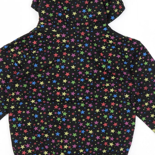 Bubble Girls Black Geometric Cotton Full Zip Hoodie Size 6 Years Zip - Star print