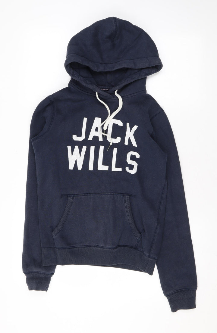 Jack Wills Womens Blue Cotton Pullover Hoodie Size 6 Pullover