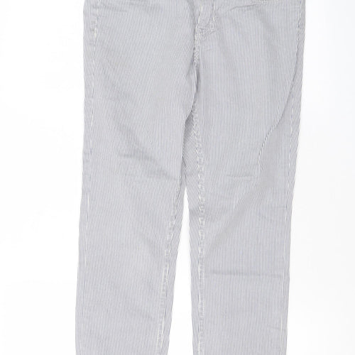 H&M Womens Blue Striped Cotton Straight Jeans Size 10 L24 in Regular Zip