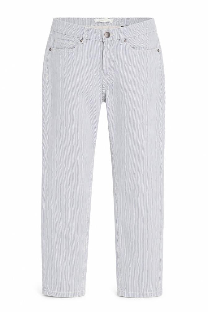 H&M Womens Blue Striped Cotton Straight Jeans Size 10 L24 in Regular Zip