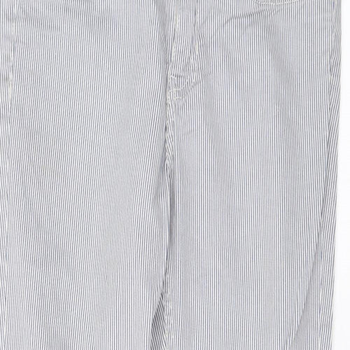 H&M Womens Blue Striped Cotton Straight Jeans Size 10 L24 in Regular Zip