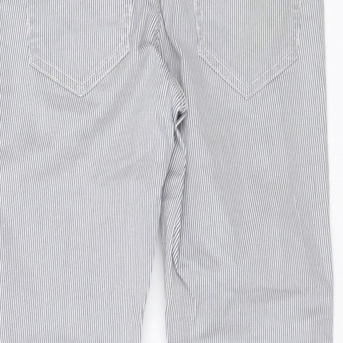 H&M Womens Blue Striped Cotton Straight Jeans Size 10 L24 in Regular Zip