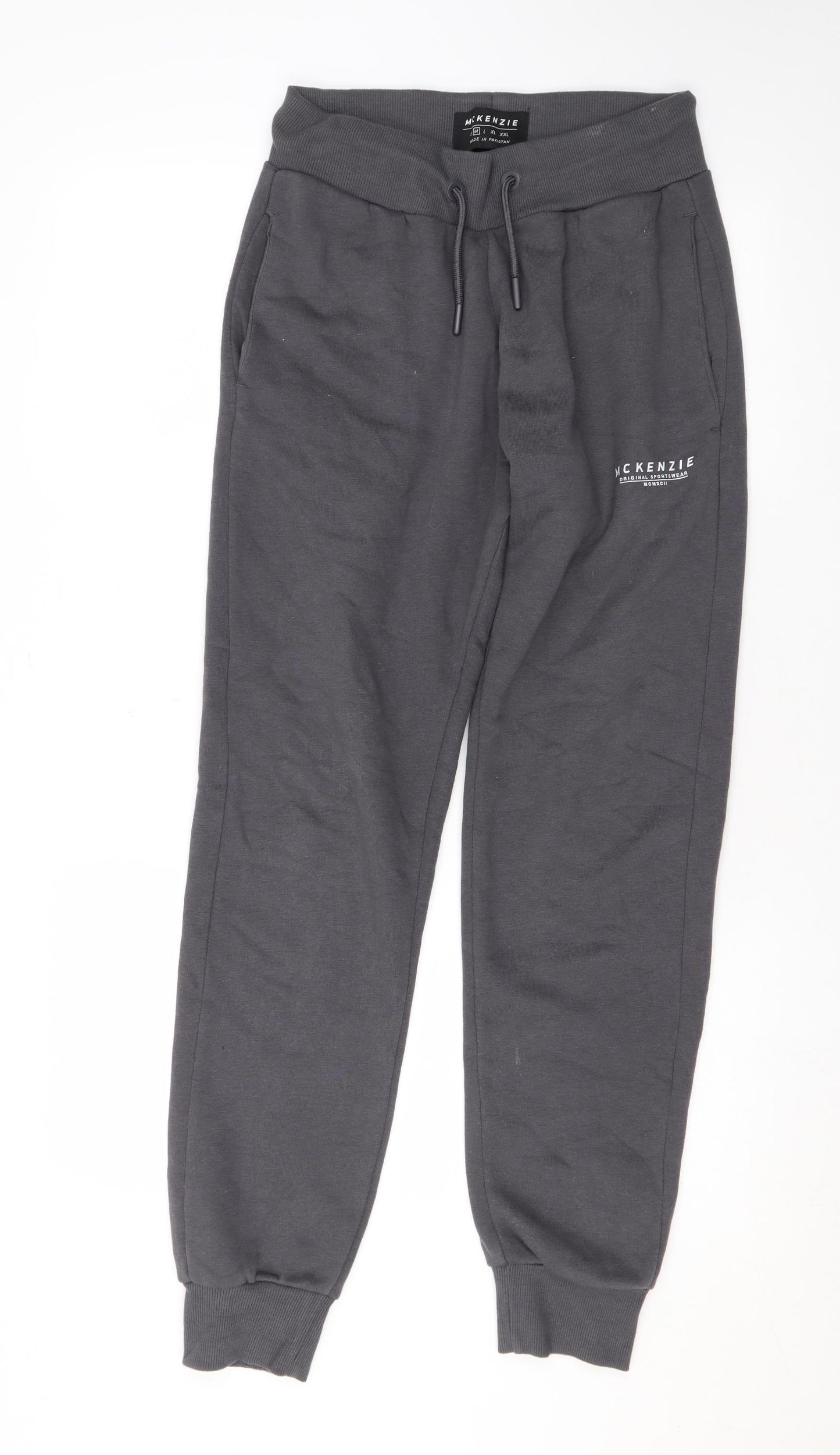 McKenzie Mens Grey Polyester Jogger Trousers Size M L30 in Regular Drawstring
