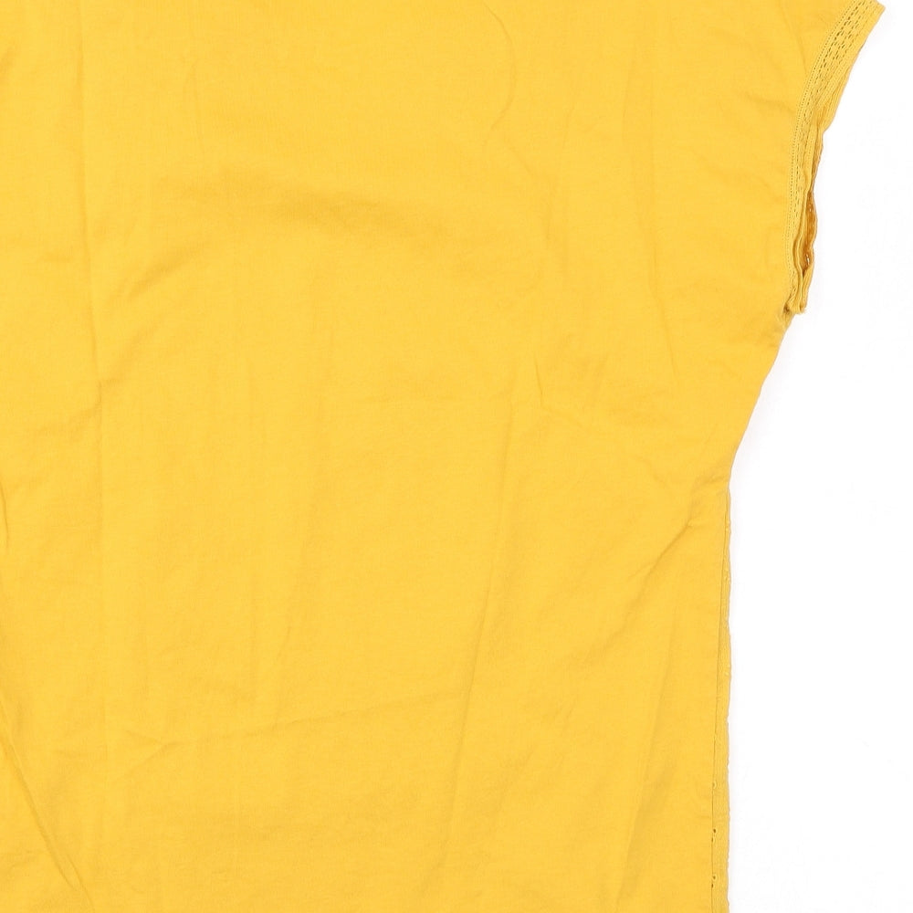 NEXT Womens Yellow Floral Cotton Basic T-Shirt Size 10 V-Neck