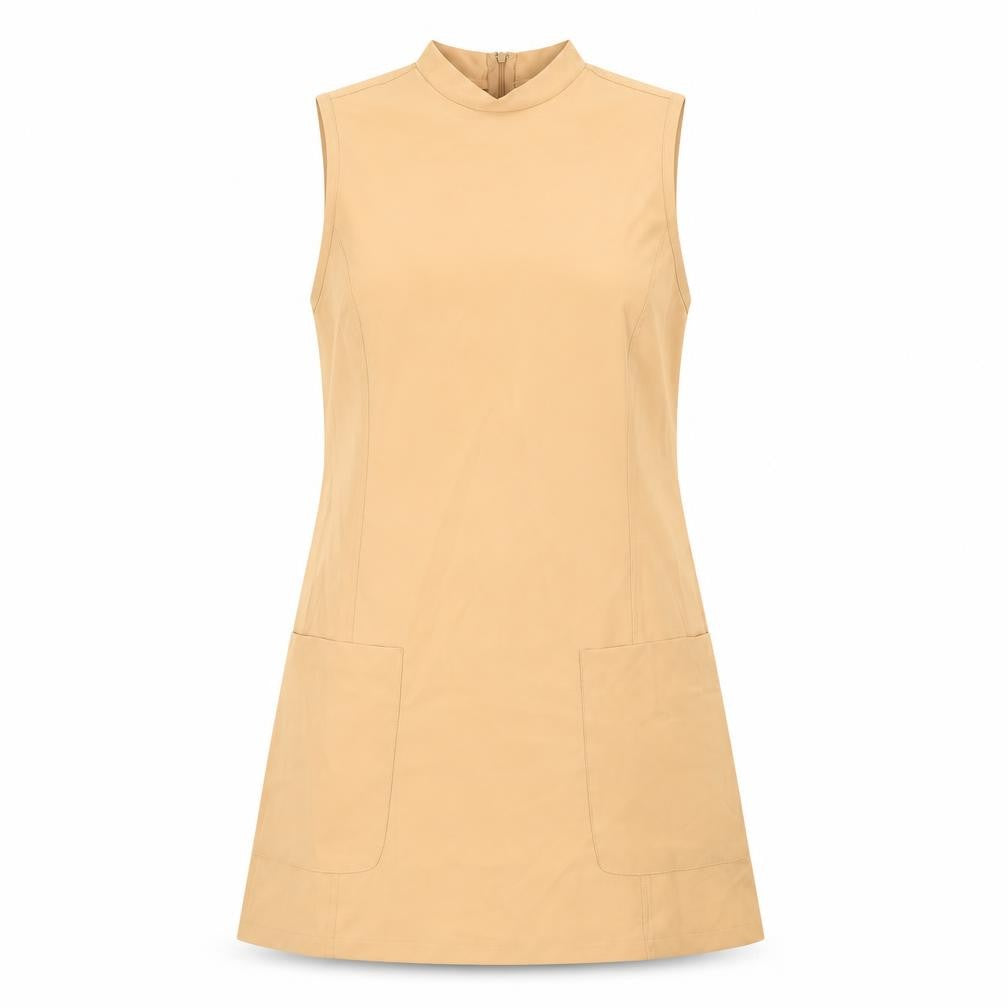 Front view of AX Paris women’s orange polyester shift, size UK 12, round neck zip