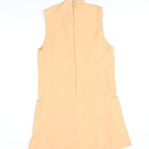 AX Paris Womens Orange Polyester Shift Size 12 Round Neck Zip