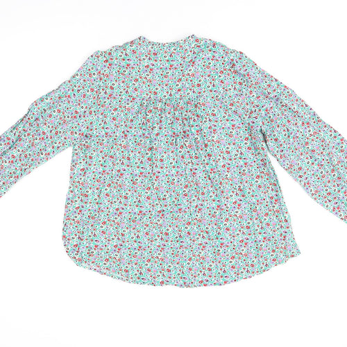 Marks and Spencer Womens Green Floral Viscose Basic T-Shirt Size 10 V-Neck