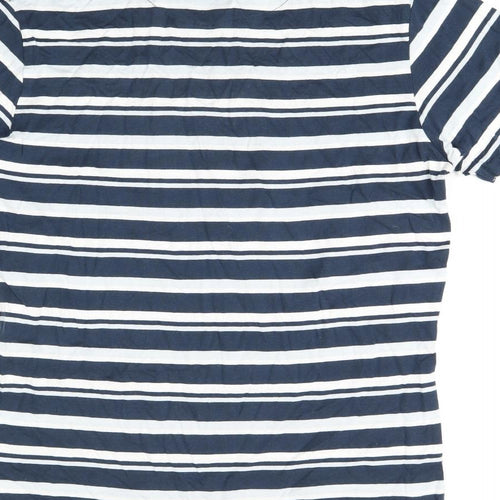 Threadbare Mens Blue Striped Cotton T-Shirt Size S Round Neck