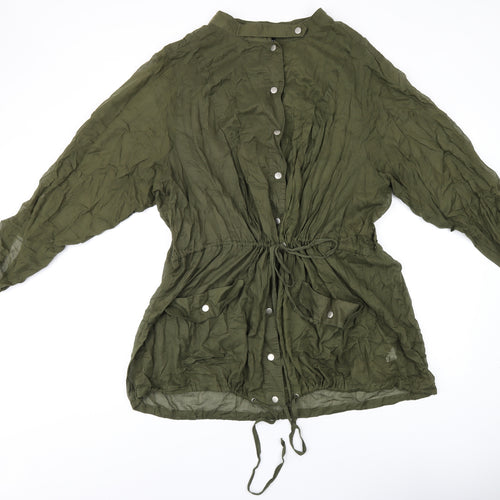 Torrid Womens Green Cotton Basic Button-Up Size 4 Round Neck