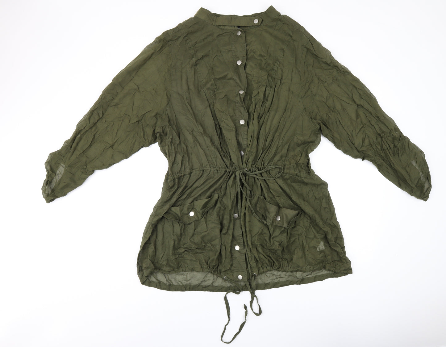 Torrid Womens Green Cotton Basic Button-Up Size 4 Round Neck