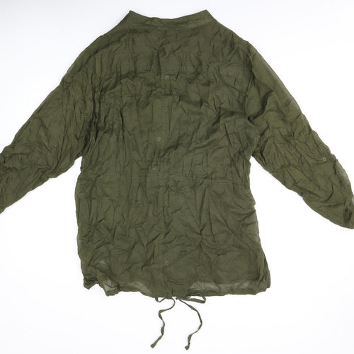 Torrid Womens Green Cotton Basic Button-Up Size 4 Round Neck