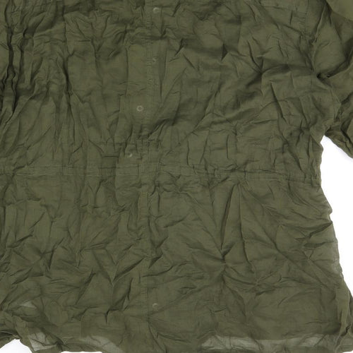 Torrid Womens Green Cotton Basic Button-Up Size 4 Round Neck