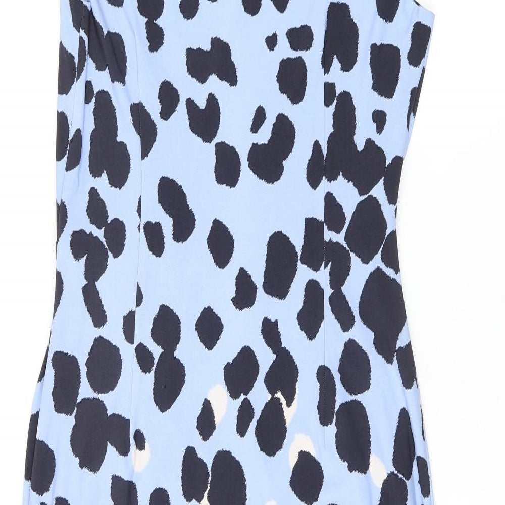 Lily&Franc Womens Blue Geometric Polyester Bodycon Size 10 Boat Neck Pullover