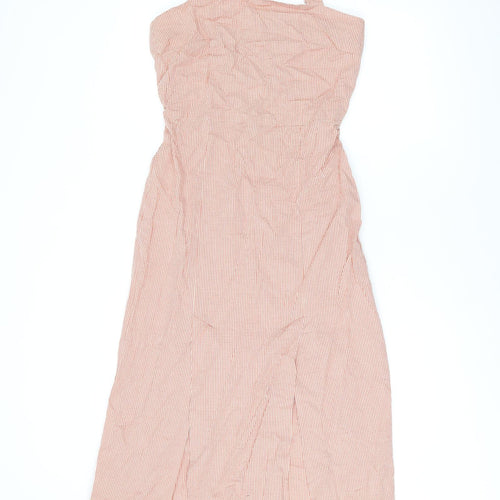 Oysho Womens Red Geometric Cotton A-Line Size S Halter Tie - Split Hem