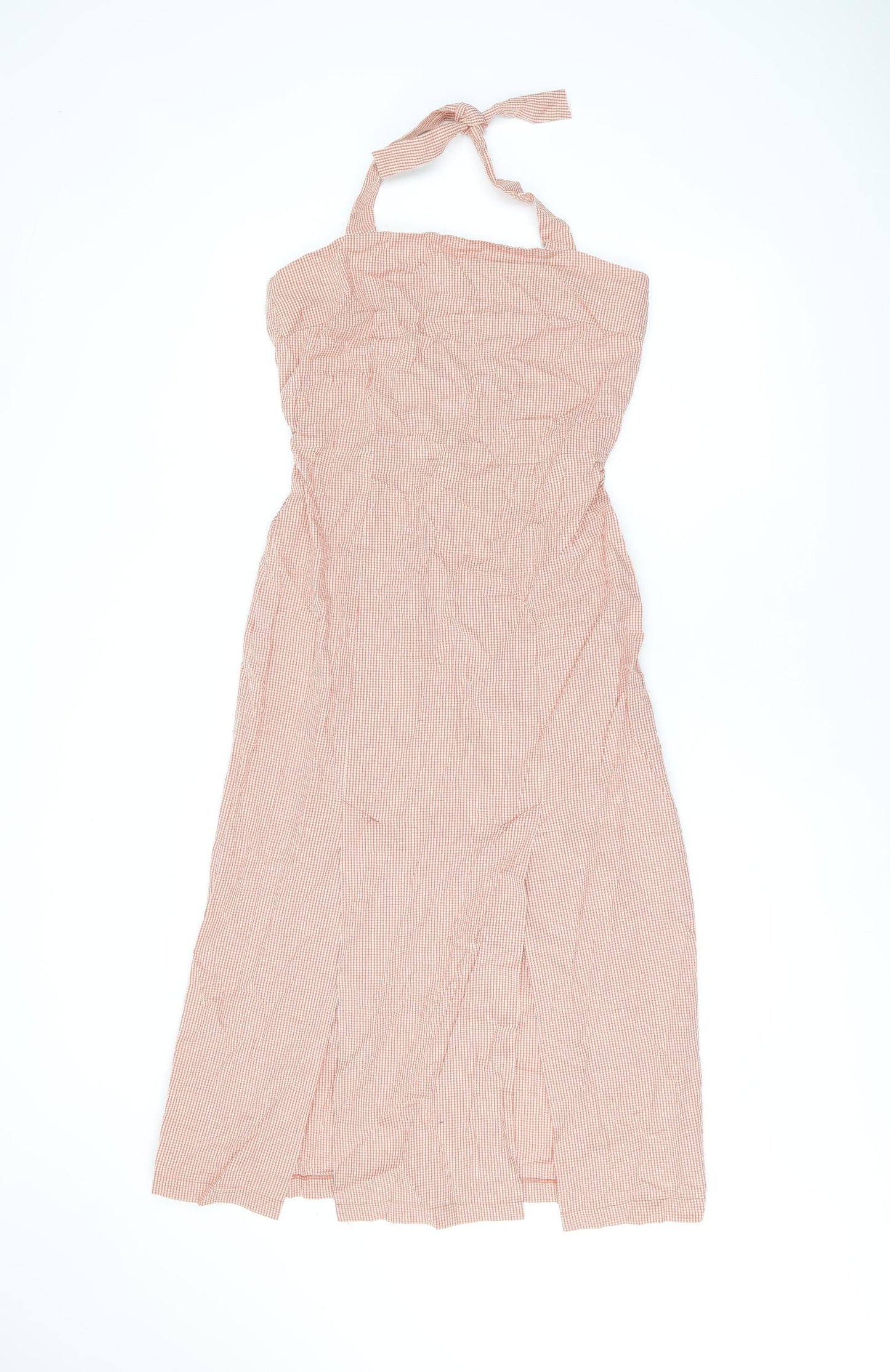 Oysho Womens Red Geometric Cotton A-Line Size S Halter Tie - Split Hem
