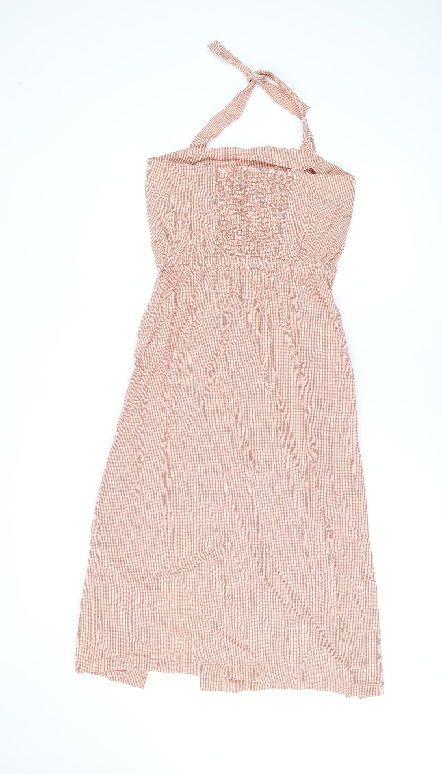 Oysho Womens Red Geometric Cotton A-Line Size S Halter Tie - Split Hem